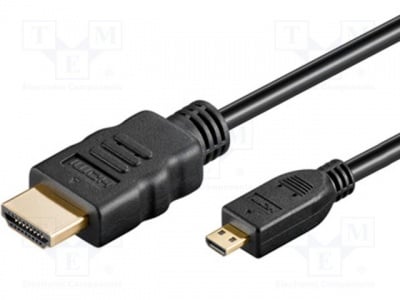 Кабел HDMКабел HDMI-HDMI micro HDMI-5506-1.5 Кабел; HDMI 1.4; HDMI micro щепсел, HDMI щепсел; 1,5m; черен
